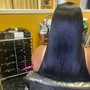 Wash blow dry and flat iron for relaxed  hair