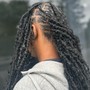 Soft locs with curls past behind