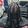 Small knotless braids 10 rows across the front