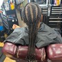 Small knotless braids 10 rows across the front