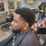 Men's brush cut with beard shape up