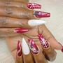 Acrylic Nails w/ 2 bling nails & 2 designed nails