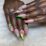 Acrylic Nails w/ 2 bling nails & 2 designed nails