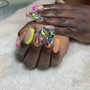 Acrylic Nails w/ 2 bling nails & 2 designed nails