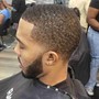 Men's brush cut with beard shape up