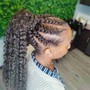 Curls added to braids with Rods