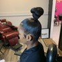 Slick back Curly ponytail