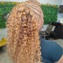 Curls added to braids with Rods