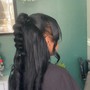 Sleek ponytail Updo with curled ponytail