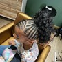 Ponytail with stitch braids, braids in between and crochet hair