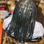 Medium mid back Box Braids, knotless braids,