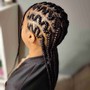 small braids in ponytail