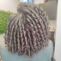 Curls added to braids with Rods