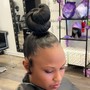 Half up /half down /Basic Ponytail with half weave in back