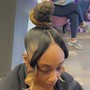 Half up /half down /Basic Ponytail with half weave in back