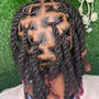 Half feed-in braids w/individuals shoulder length