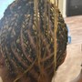 Cornrows, or 6 to 8 stitched braids