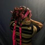 Sleek updo with 2 long braids