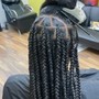 Feed-in front/box braid back or Knotless back