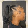 Kids (age 5-12) feedin ponytail with beads/curls