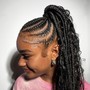 Stitch braids into a ponytail w/ Goddess extensions