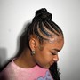 Stitch braids into a ponytail w/ Goddess extensions