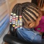 Kid's cornrows with her natural hair