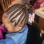 Kid's cornrows with her natural hair