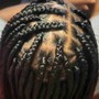 Half feed-in half box braids