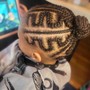 Kid's cornrows with her natural hair