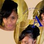 Lace frontal Wig styling updo with curls, ponytails/bangs