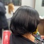 Trim, layered cut, straight cut