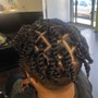 Two stitch braids with quick weave