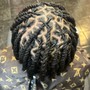 Loc retwist (passes ear above shoulder)