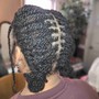 Comb twist, 2 strand  half head twist