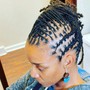 Traditional locs retwist and2 braids /fishtail