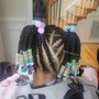 Kid's cornrows with her natural hair