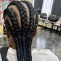 Small cornrows in between braids