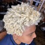 Natural hair updo, steam therapy treatment and trim