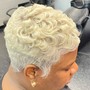 Bleach and Tone. Shampoo wrap curl ,   style.