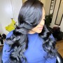 Braidless sewin (micro beads) with shampoo /condition press flat iron and style