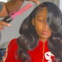 Versatile pony sew in w/ leave out and pin up