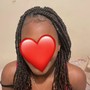 Box braids with curls at the end