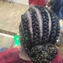 Feed-In Cornrows With Hair