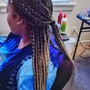 Medium Knotless Feed in Box Braids with Extensions Mid-Length-Waist