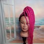 Medium Knotless Feed in Box Braids with Extensions Mid-Length-Waist