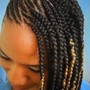 Medium Knotless Feed in Box Braids with Extensions Mid-Length-Waist