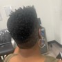 Relaxer with more than 1 inch new growth, trim and style