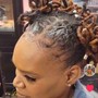 Natural Hair Up-Do with shampoo and conditioner