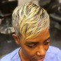 Bleach and Tone. Shampoo wrap curl ,   style.